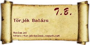 Törjék Balázs névjegykártya